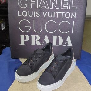 Buscemi Women's NINNA Black Trio Sneakers - White Soles US Size 7 NOW ONLY $150